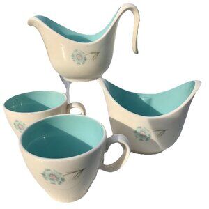 Vtg Taylor Smith Boutonniere Ever Yours 4 Pc Cottage Core Floral MCM Serving Set